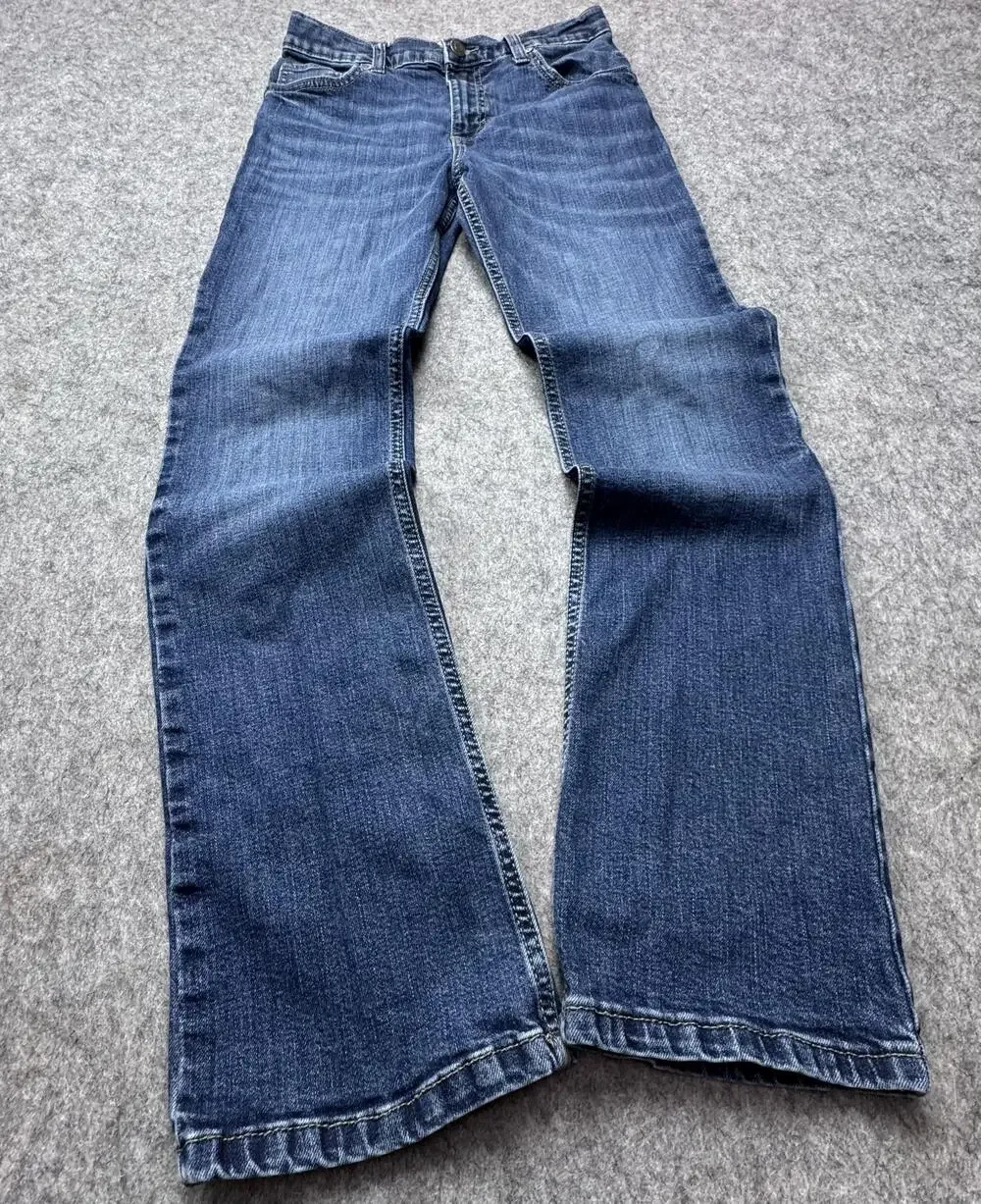 Wrangler 20X Jeans Girls 10 Blue Bootcut Adjustable Waist Embroidered Pockets